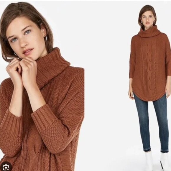 EXPRESS Cowl Neck Cable Knit Sweater - Size Small - Picture 1 of 5